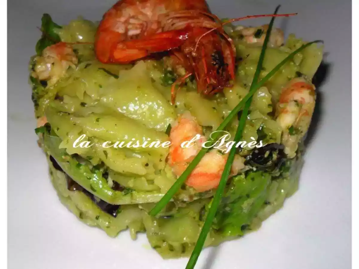 Ravioles de Romans aux gambas et au pesto
