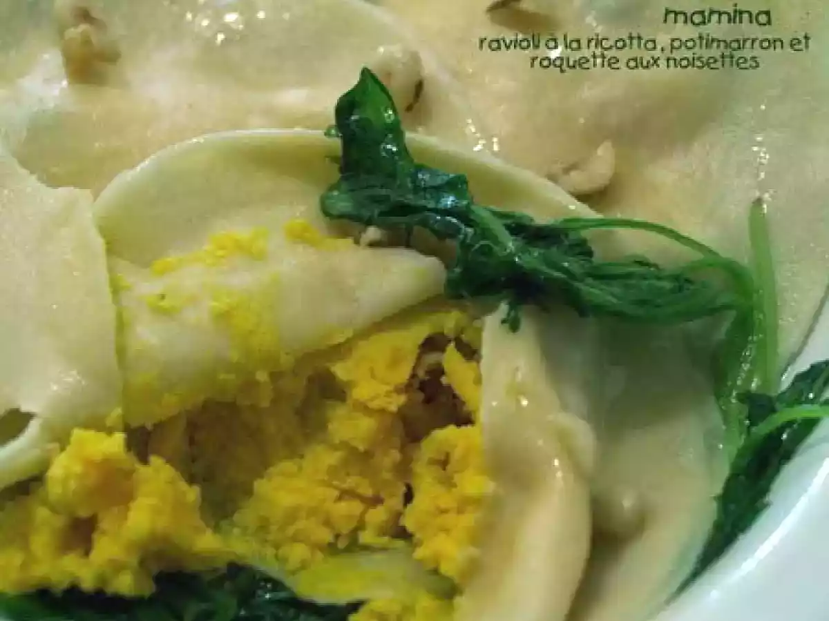 Ravioli potimarron-ricotta et noisettes