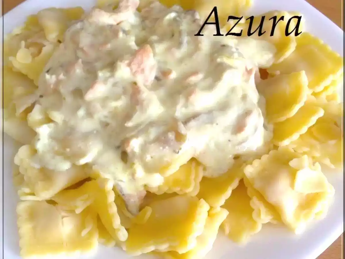 Raviolis sauce crème oignons et saumon fumé