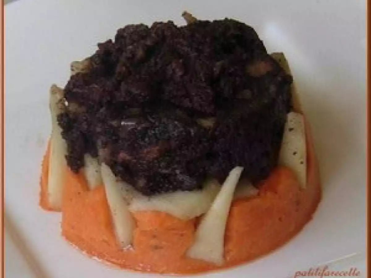 Renversé de boudin aux pommes et aux carottes