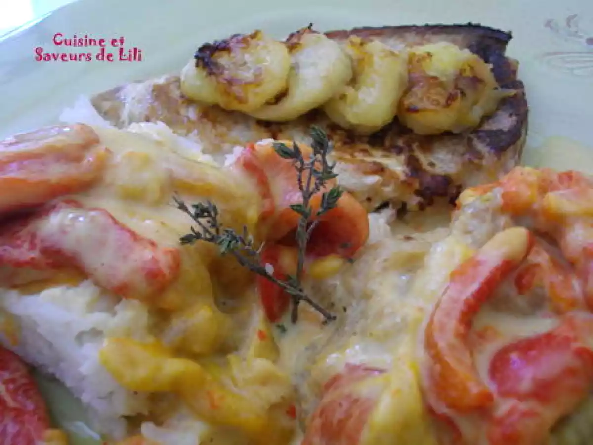 Requin poêlé et sa crème de banane épicée curry de poivrons