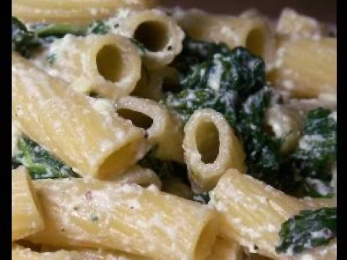 Rigatonis aux épinard, ricotta et parmesan