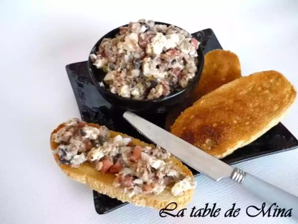 Rillettes de sardine au boursin, olives et tomates