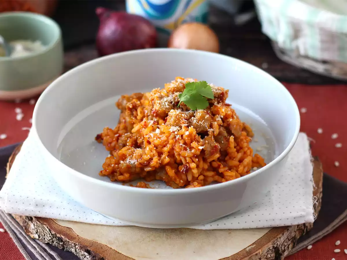 Risotto à la saucisse et au 'nduja, le plat parfait pour les amoureux de piquant ! - photo 2