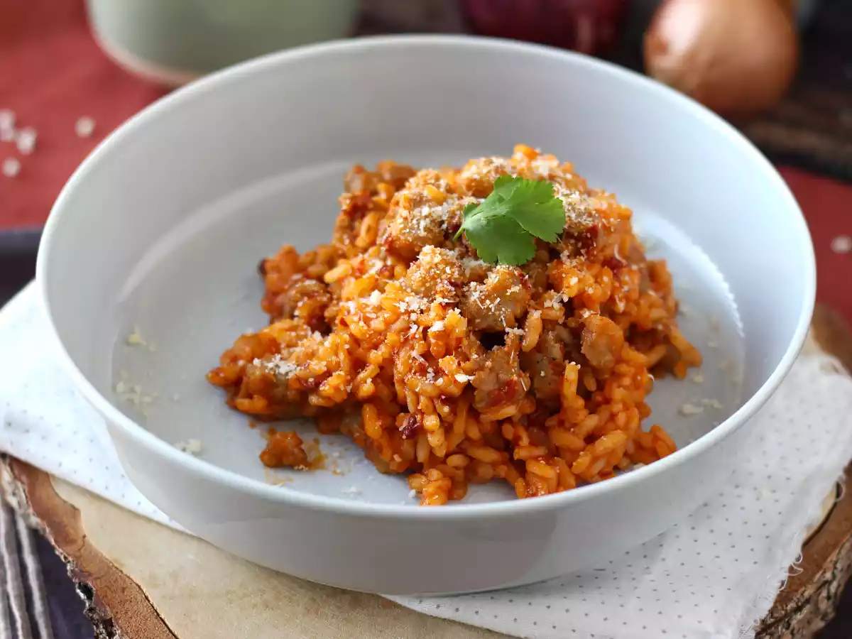 Risotto à la saucisse et au 'nduja, le plat parfait pour les amoureux de piquant ! - photo 3