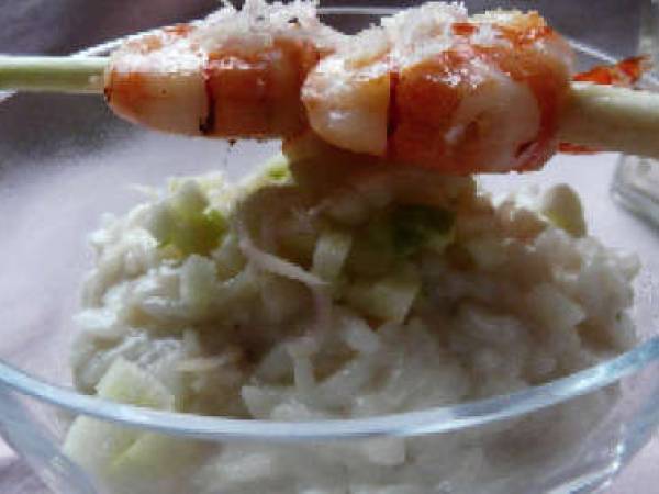 risotto au lait de coco et gambas à la citronnelle