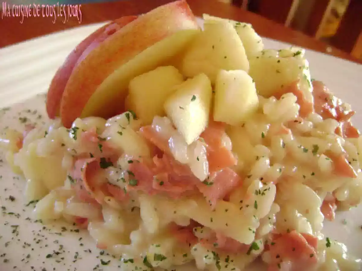 Risotto au pastrami et aux pommes fraîches, le meilleur que j'ai fait jusqu'ici!