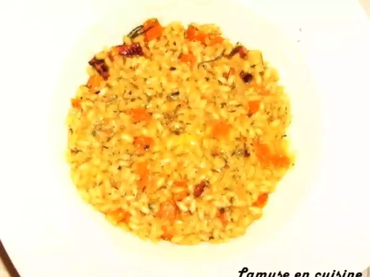 Risotto au potimarron, gorgonzola et lardons