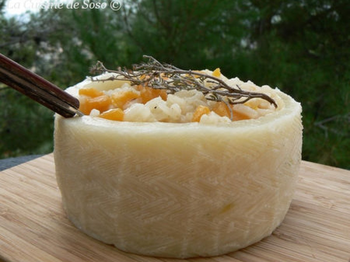 Risotto au potiron en timbale de fromage ou risotto Recette Ptitchef
