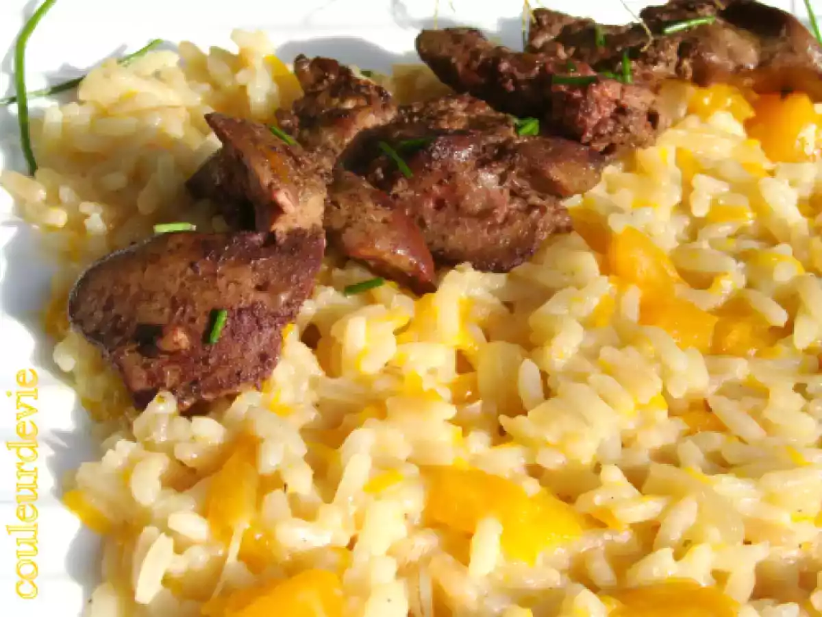 Risotto au potiron et aux foies de volaille flambés au cognac - photo 2