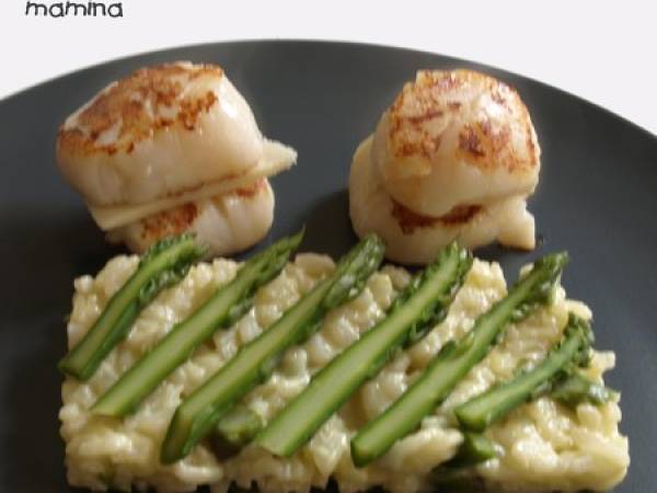 Risotto aux asperges vertes, coquilles Saint Jacques et pecorino romano - photo 2