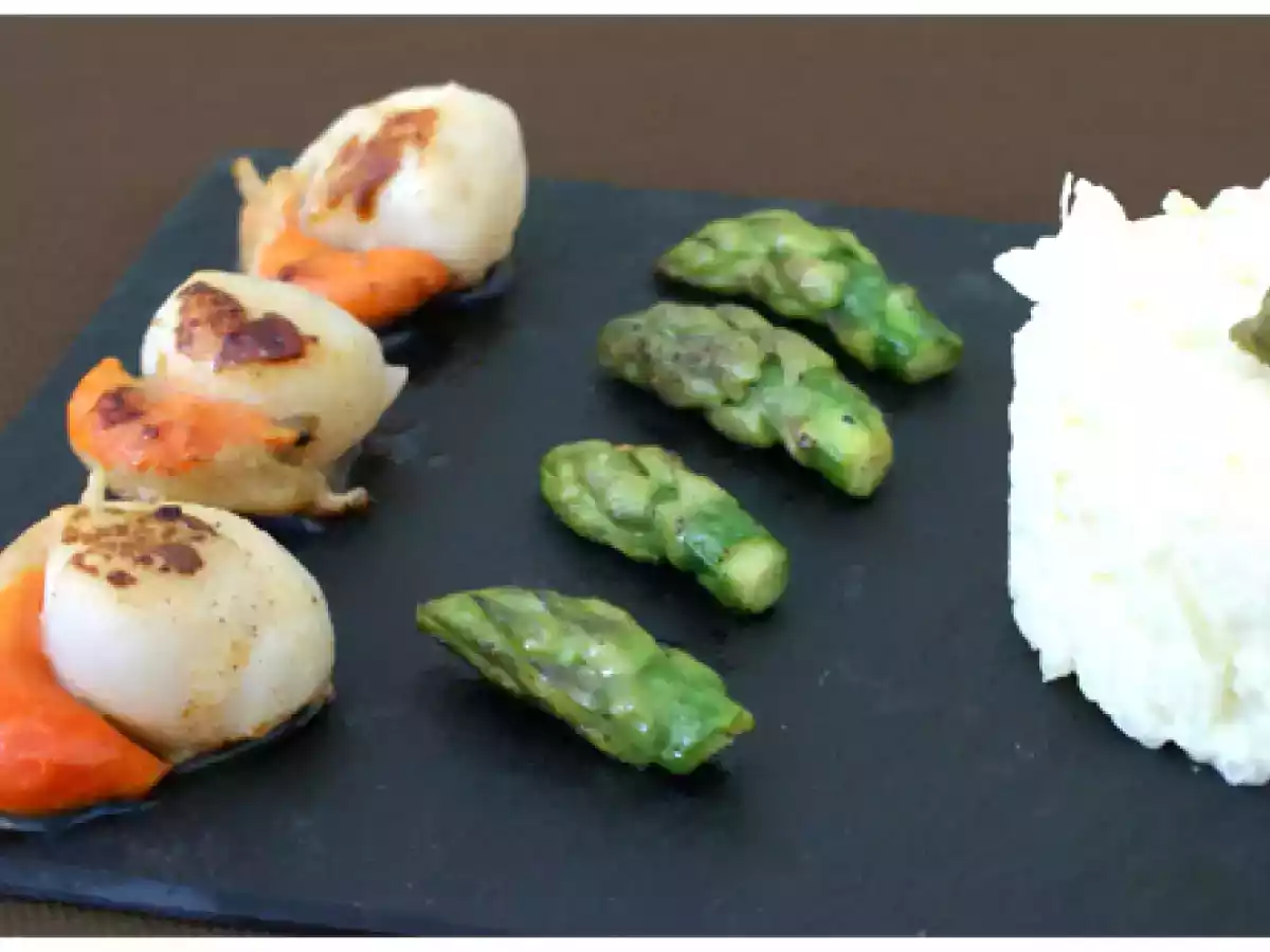 Risotto aux asperges vertes et noix de St Jacques