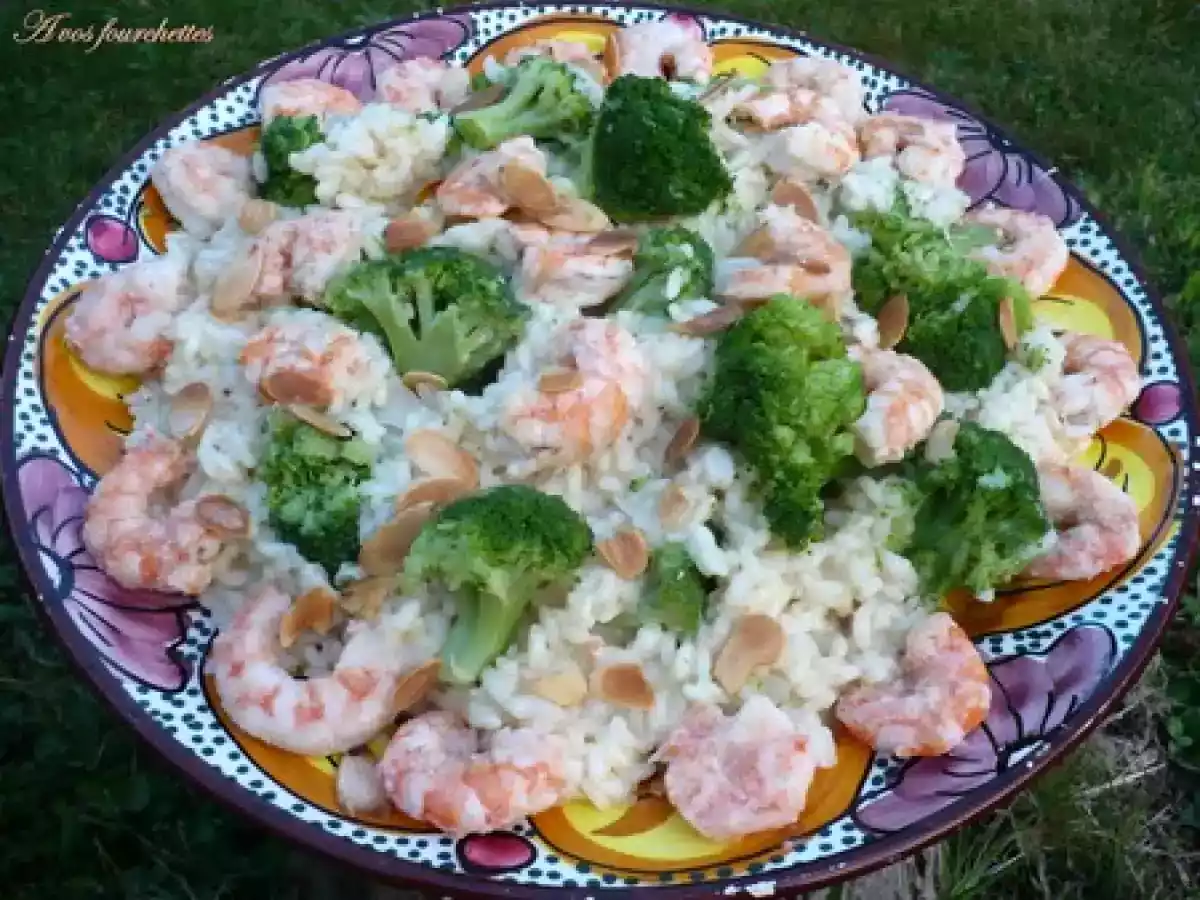 Risotto aux brocolis et gambas ~ Chinon voit l'été en rosé
