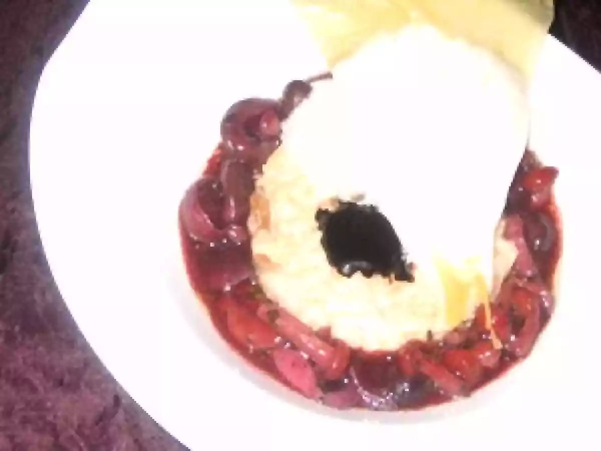 Risotto aux Cèpes, Sauce au Vin rouge et Ecume de Parmesan - photo 2