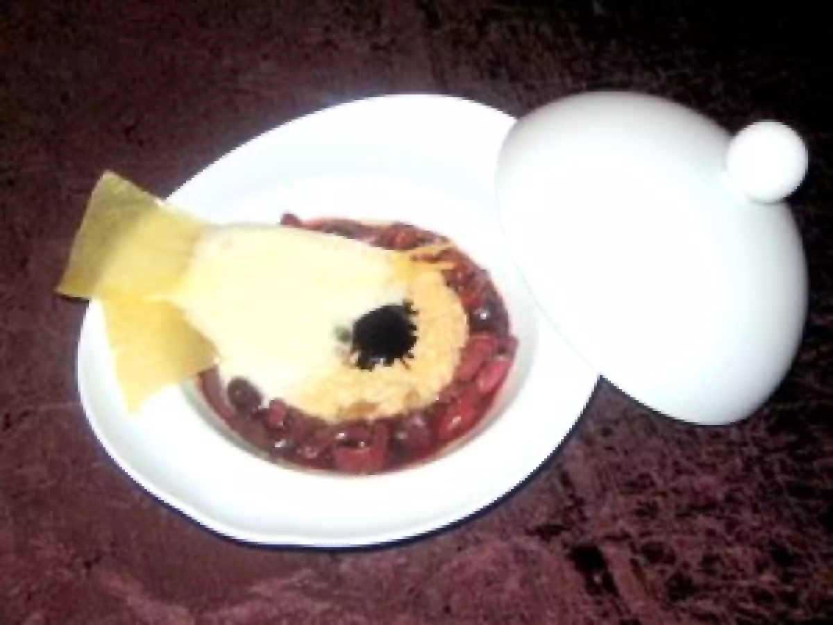 Risotto aux Cèpes, Sauce au Vin rouge et Ecume de Parmesan - photo 3