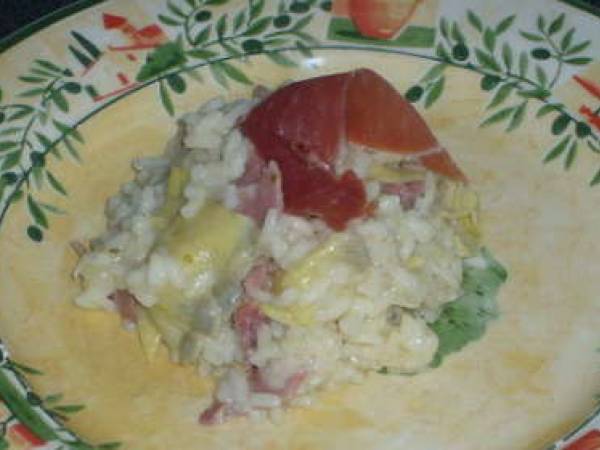 risotto aux coeurs d'artichauts et jambon d'Aoste