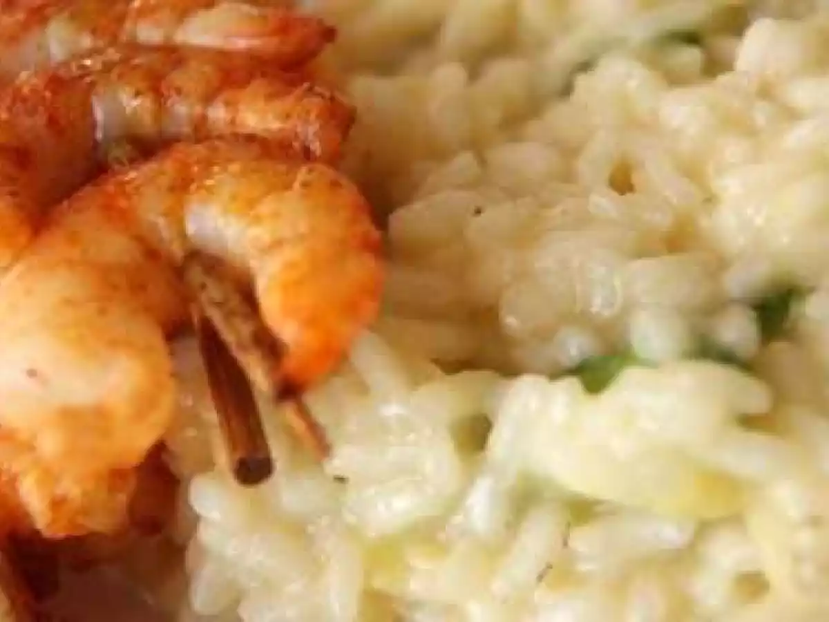 Risotto aux courgettes et ses brochettes de scampi