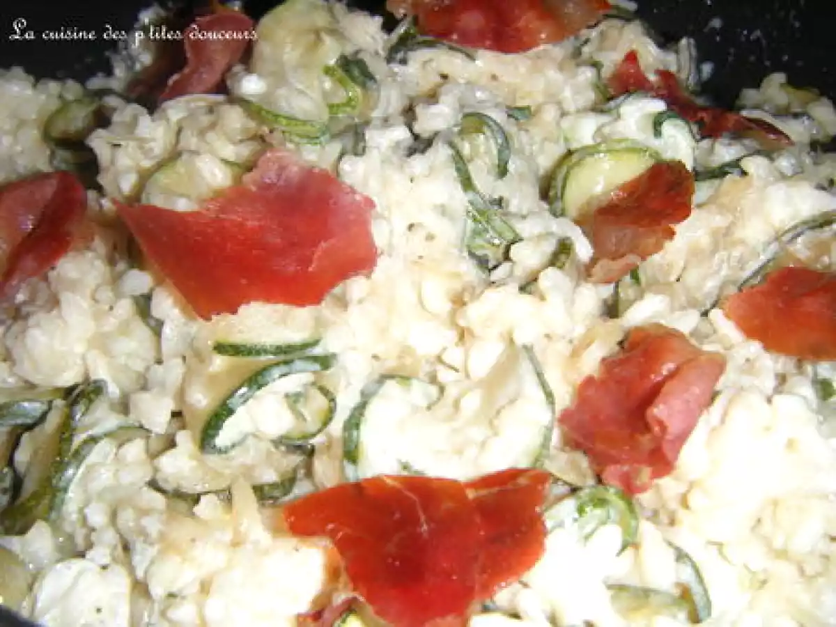 Risotto aux courgettes, mascarpone, parmesan et jambon de bayonne
