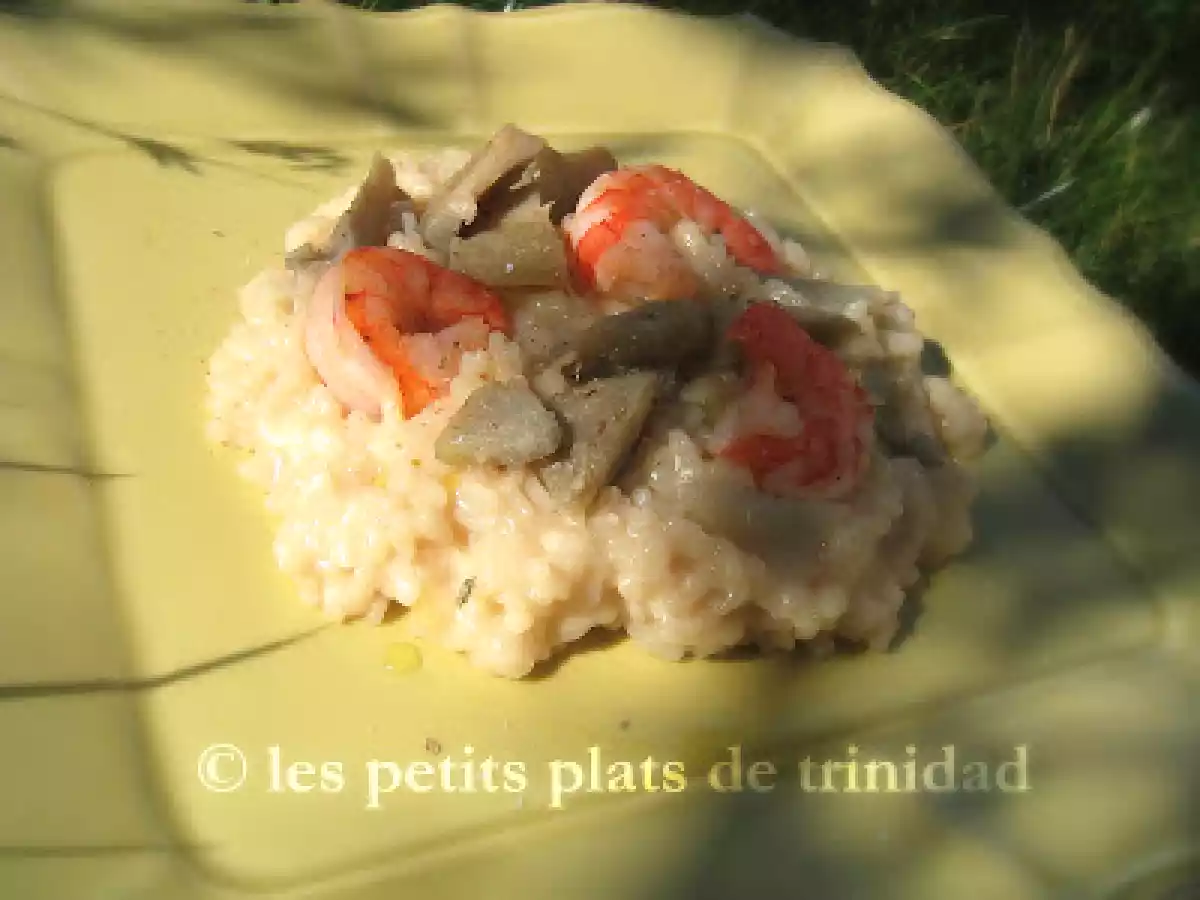 Risotto aux gambas et aux fonds d'artichaut
