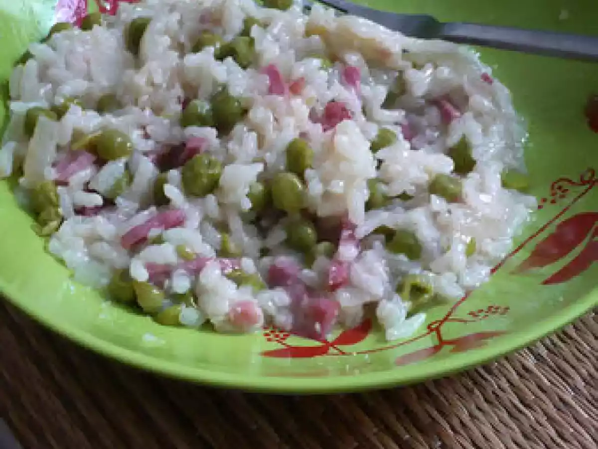 Risotto aux petits pois et bacon