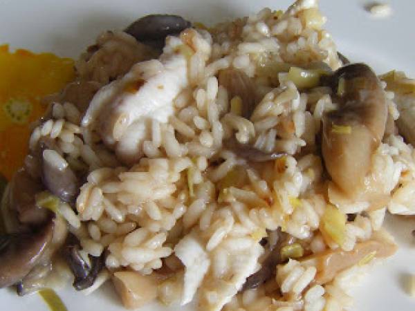 Risotto aux pleurotes, poireaux et filet de sole