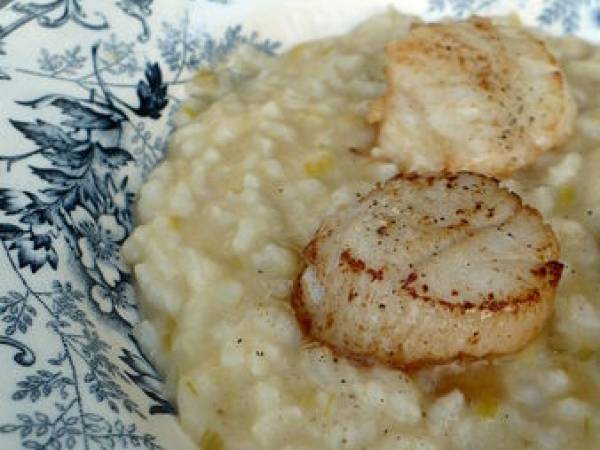 Risotto aux poireaux et coquilles Saint Jacques