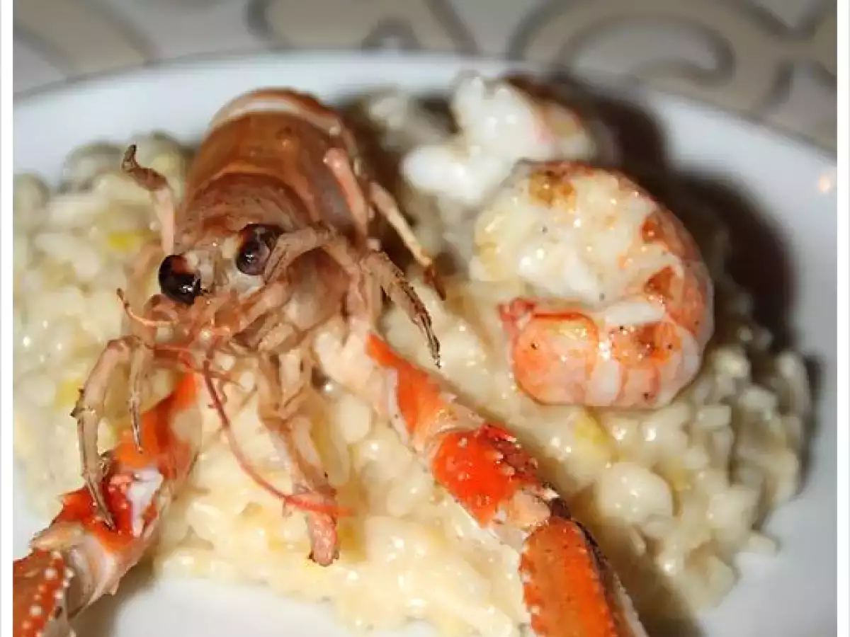 Risotto aux poireaux et langoustines