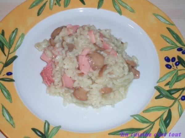 Risotto champignon jambon