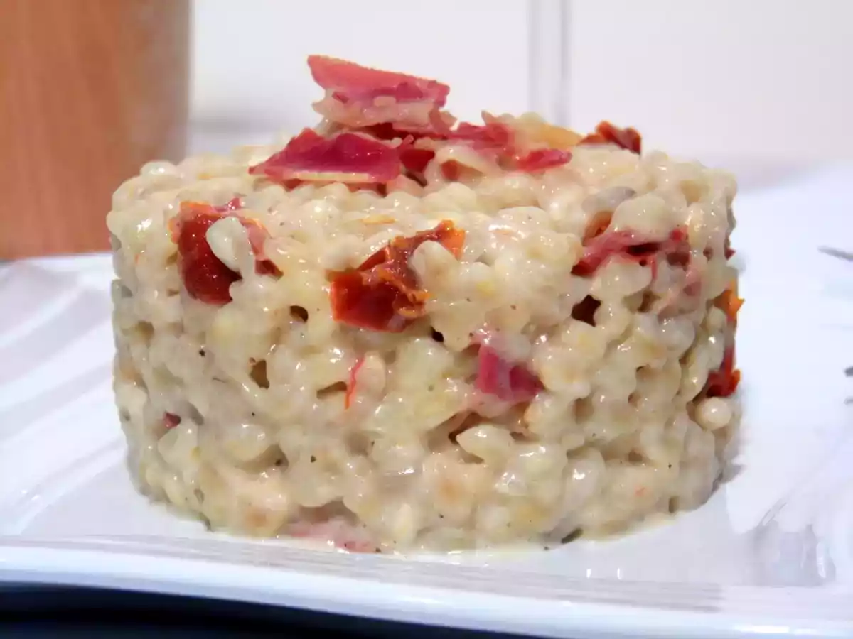Risotto de blé aux tomates séchées et pancetta