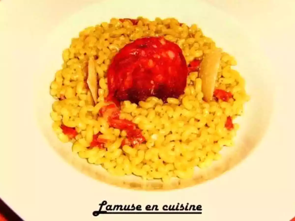 Risotto de coquillettes au chorizo de cyril lignac