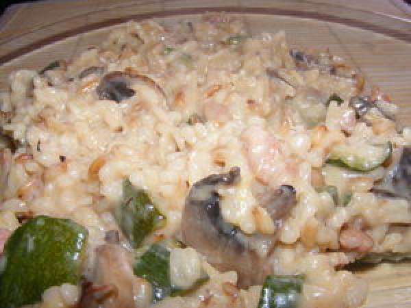 Risotto De Courgettes Aux Champignons Et Aux Lardons Recette