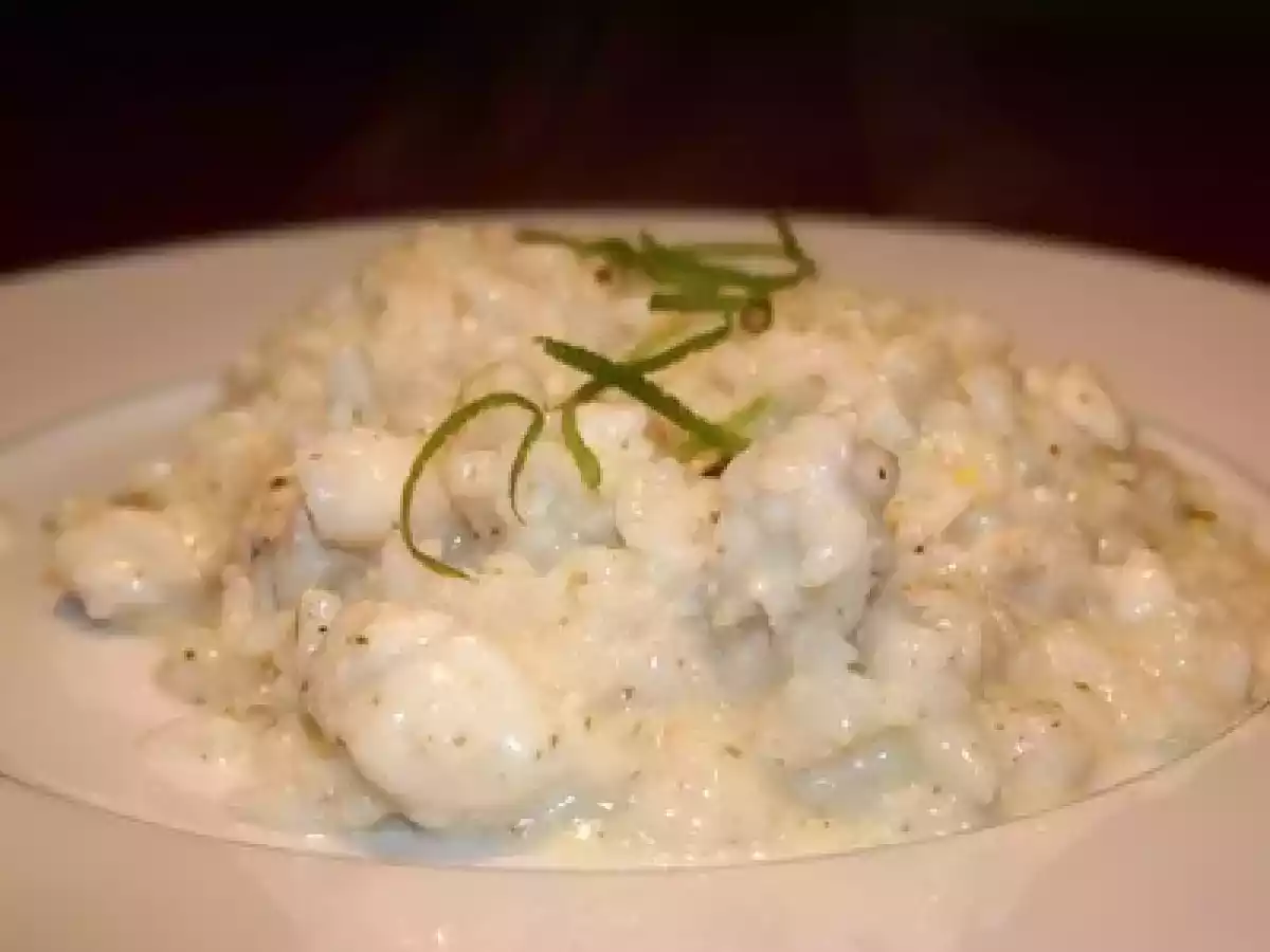 Risotto de lotte au citron et au poivre vert