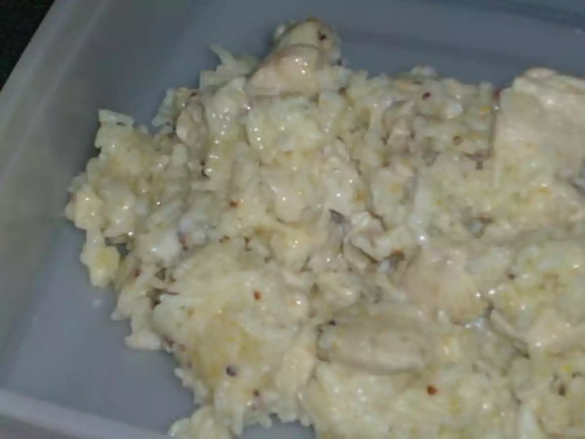 Risotto de poulet à la moutarde et au Morbier