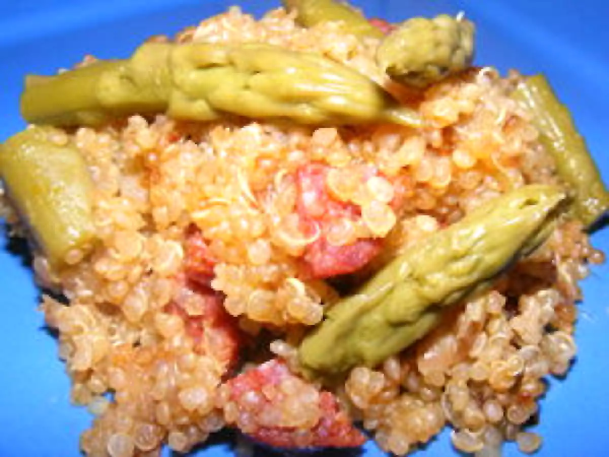 RISOTTO DE QUINOA AUX ASPERGES VERTES ET CHORIZO, OU QUINOAOTTO! - photo 2