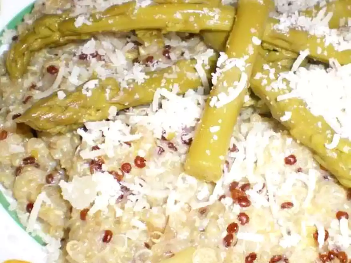 Risotto de quinoa (ou quinoasotto) au parmesan et asperges vertes - photo 2