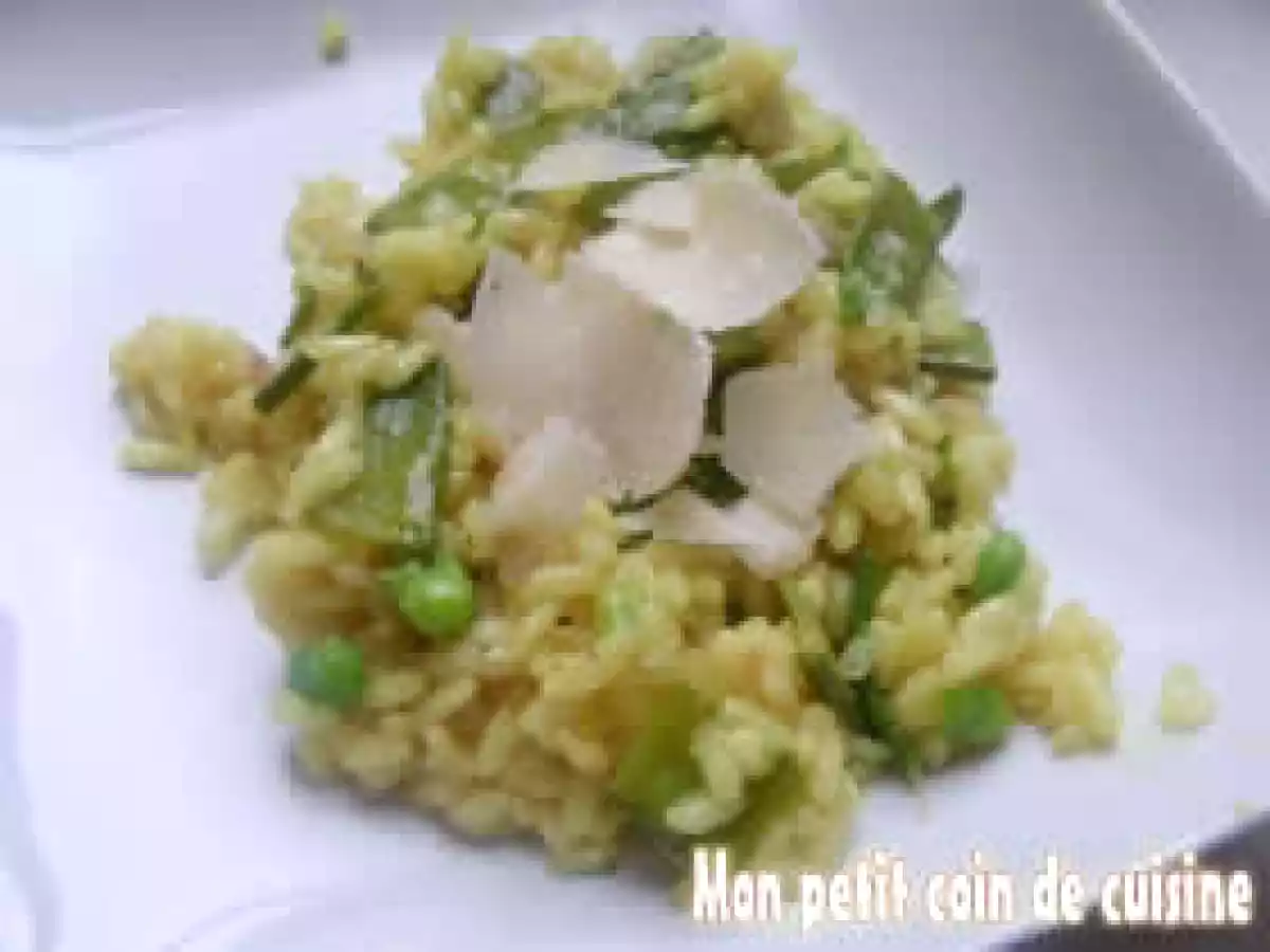 Risotto printanier aux pois gourmands et aux fèves (sans lait et sans gluten)