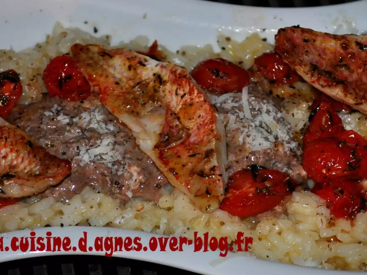 Risotto rouge et crémeux aux filets de rougets