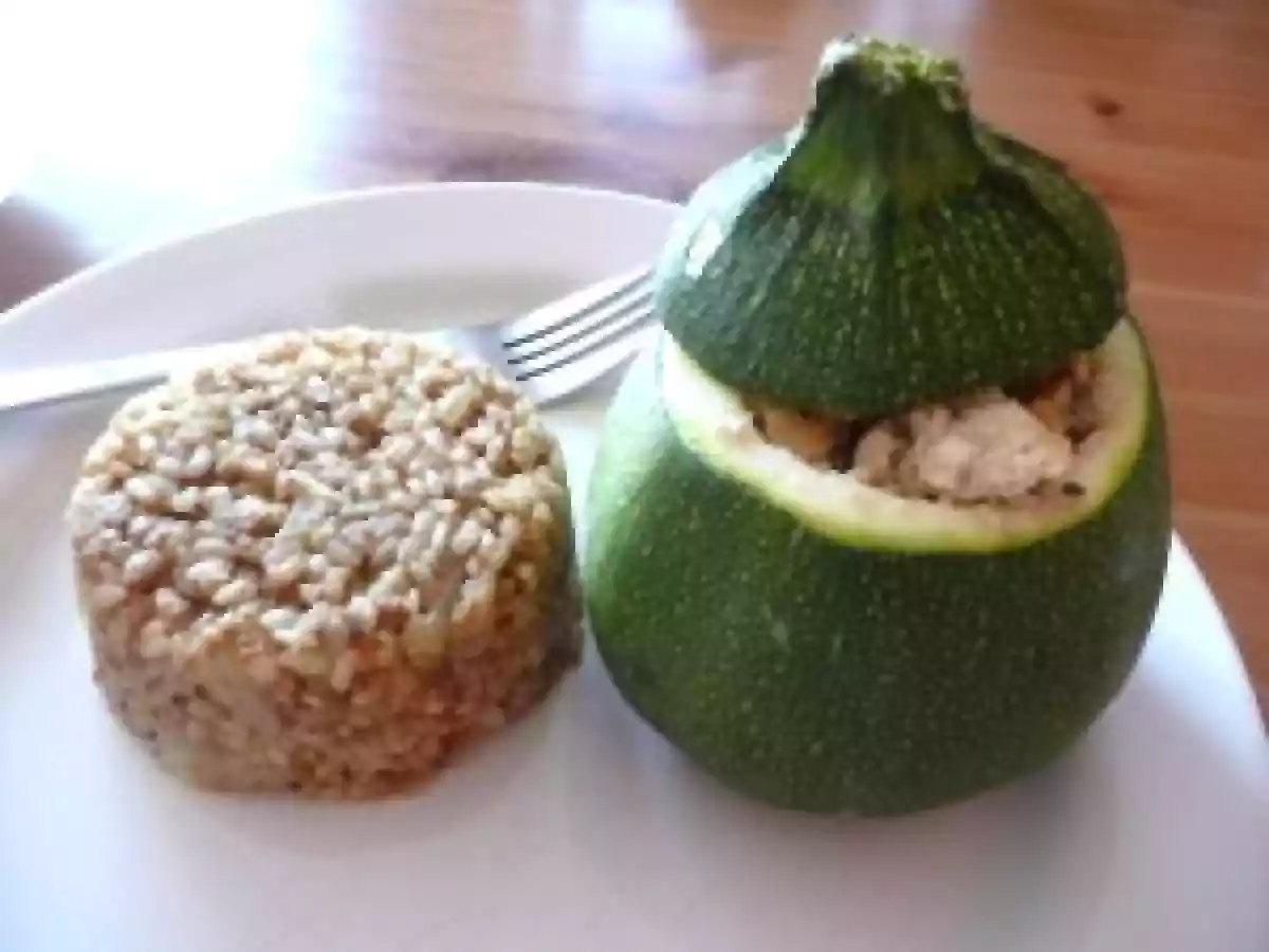 Risotto végétal et courgettes farcies au tofu