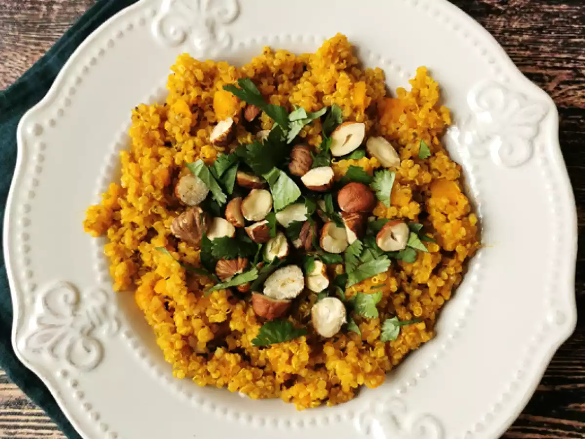 Risotto végétarien au quinoa, butternut, noisettes et coriandre - Quinotto