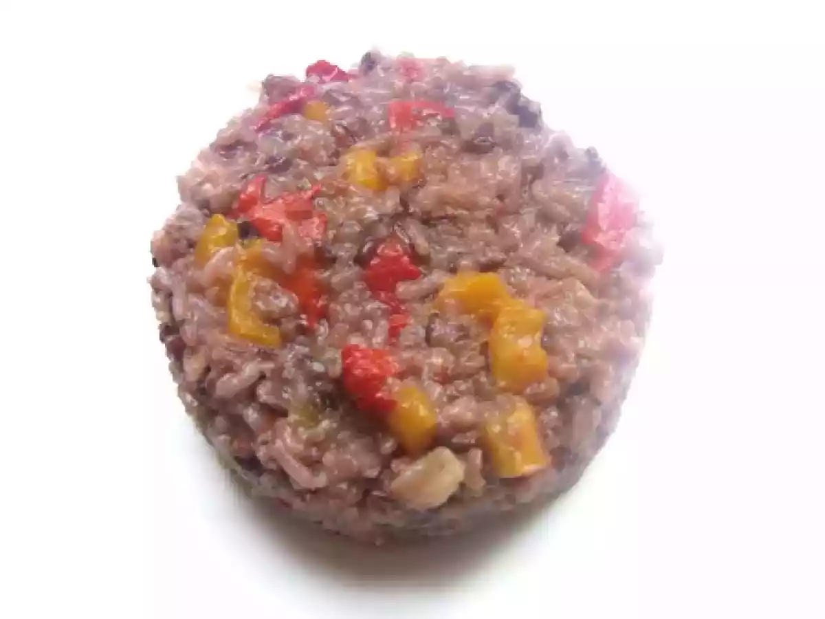 Risotto violet aux deux poivrons & saint-marcellin