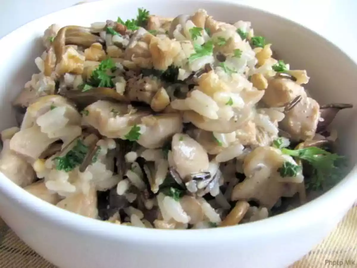 Riz sauvage au poulet et champignons des bois
