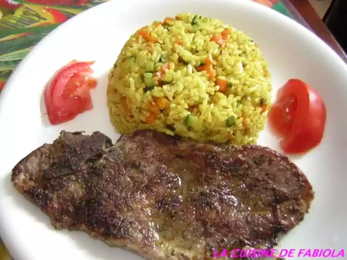 Riz végétarien et ses côtes de porc au massalé