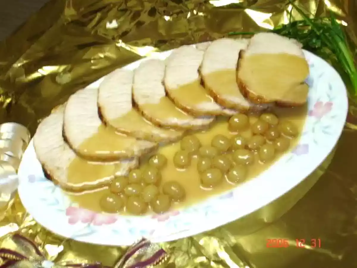 Roti cotelette au pineau des charentes et raisins frais