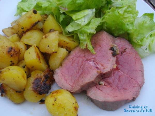 Rôti de boeuf au four et pommes sautées