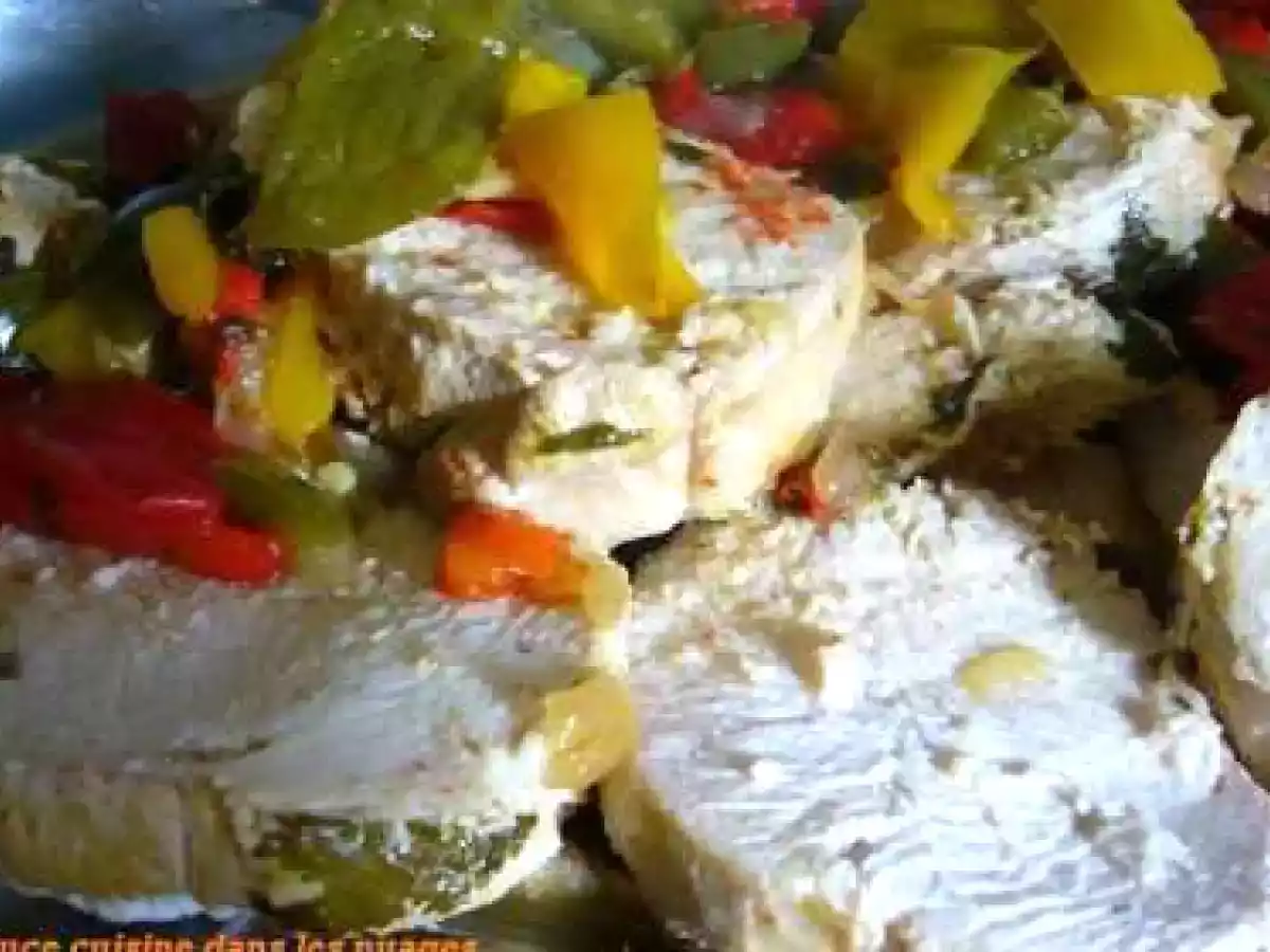 Rôti de dinde à la coriandre, gingembre et poivrons