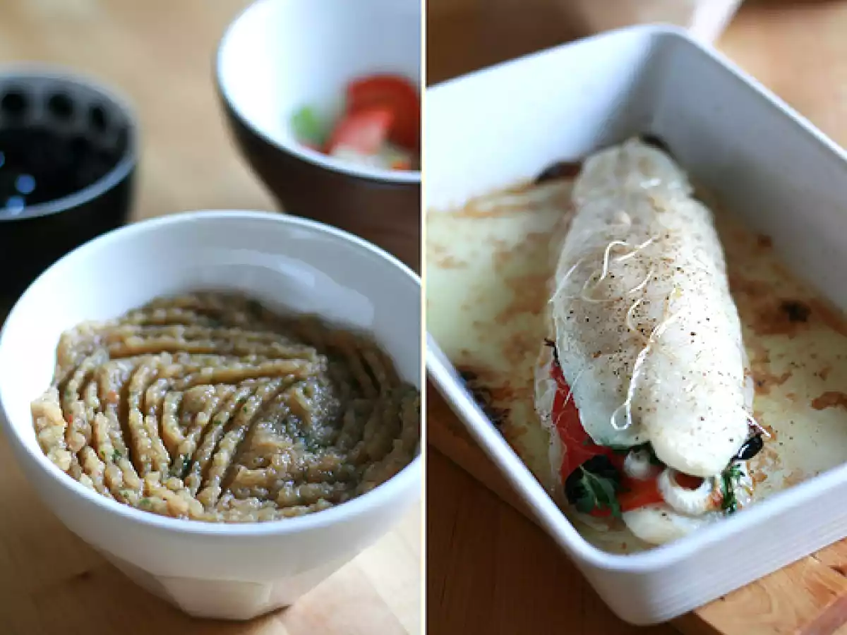 Rôti de poisson aux saveurs méditeranéennes & purée d'aubergine