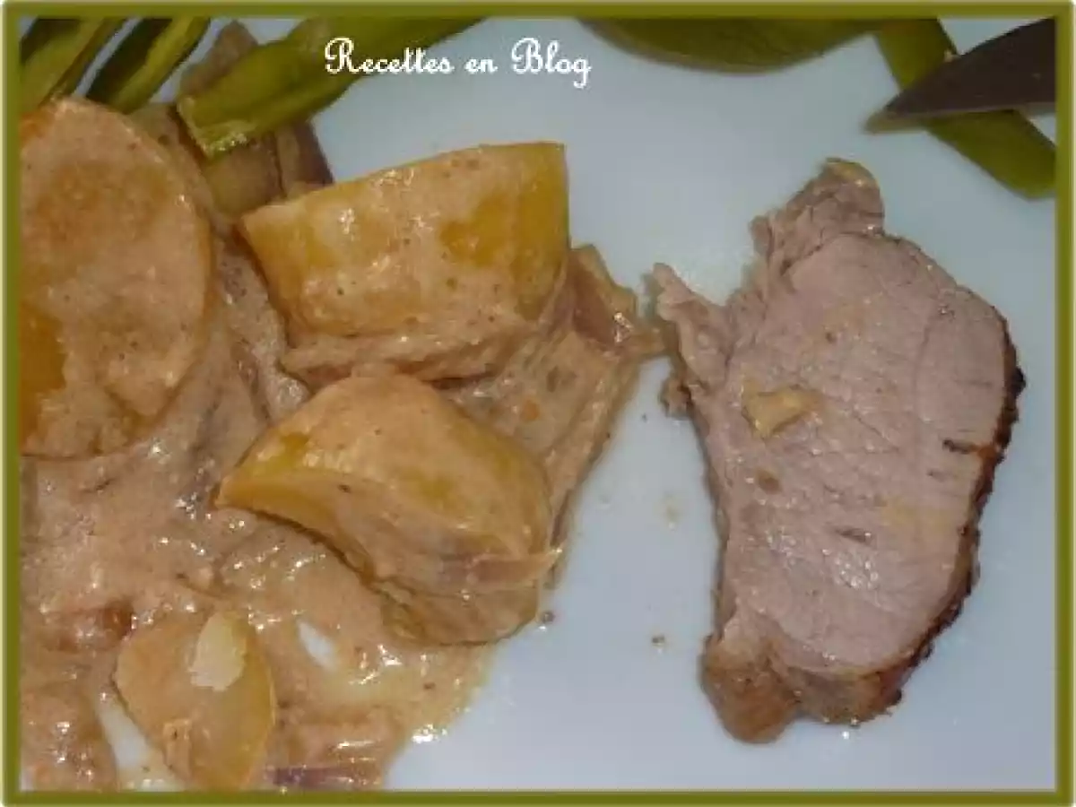 RÔTI DE PORC A LA CRÈME ET A LA MOUTARDE EN COCOTTE