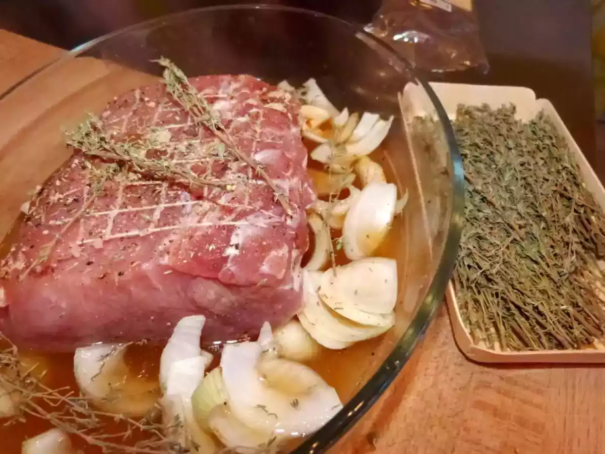Rôti de Porc au Four au Gorgonzola et Brunoise de Poire - photo 2