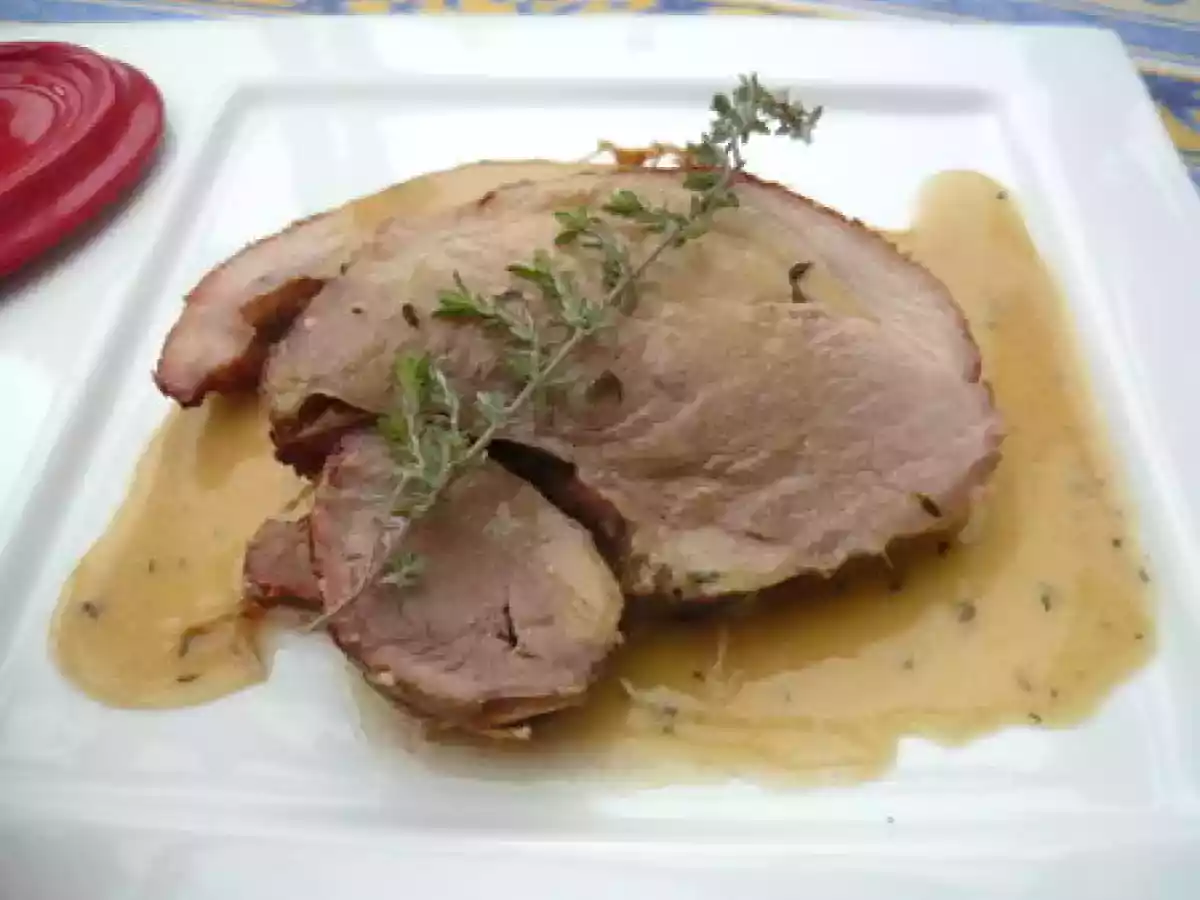 Rôti de porc au miel et gratin de topinambours