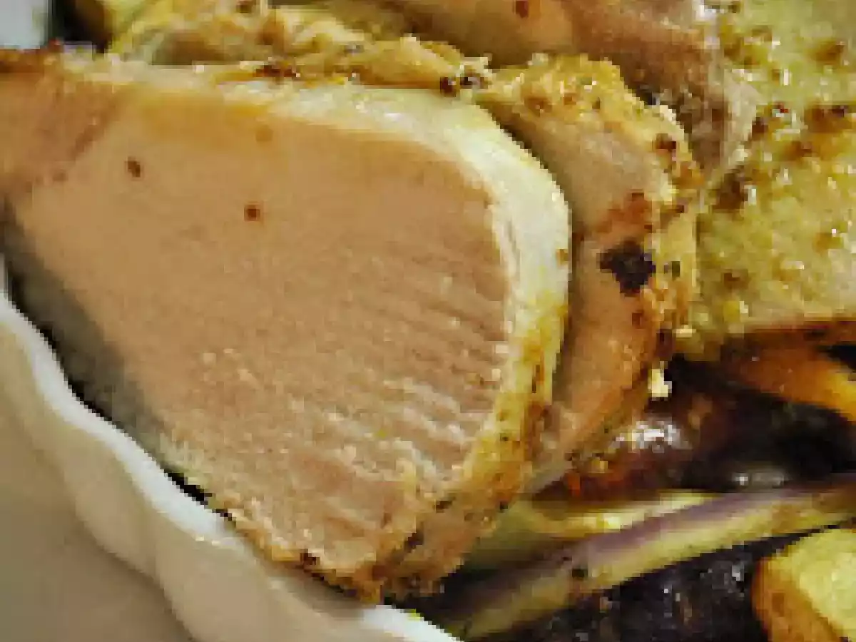 Rôti de porc aux miel, moutarde et vin blanc - photo 2